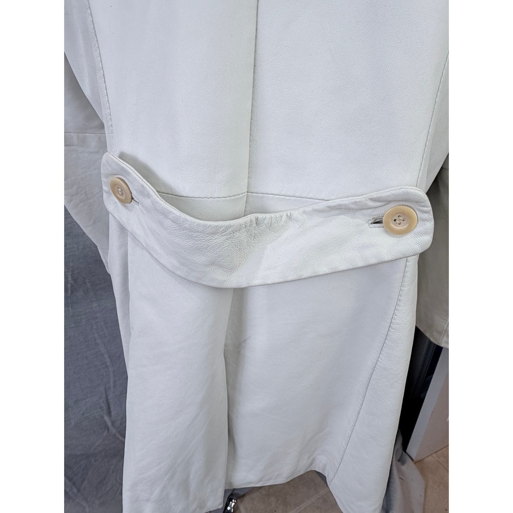 Terry Lewis Classic Luxuries White Genuine Leather Long Coat Size 1X - Picture 10 of 13